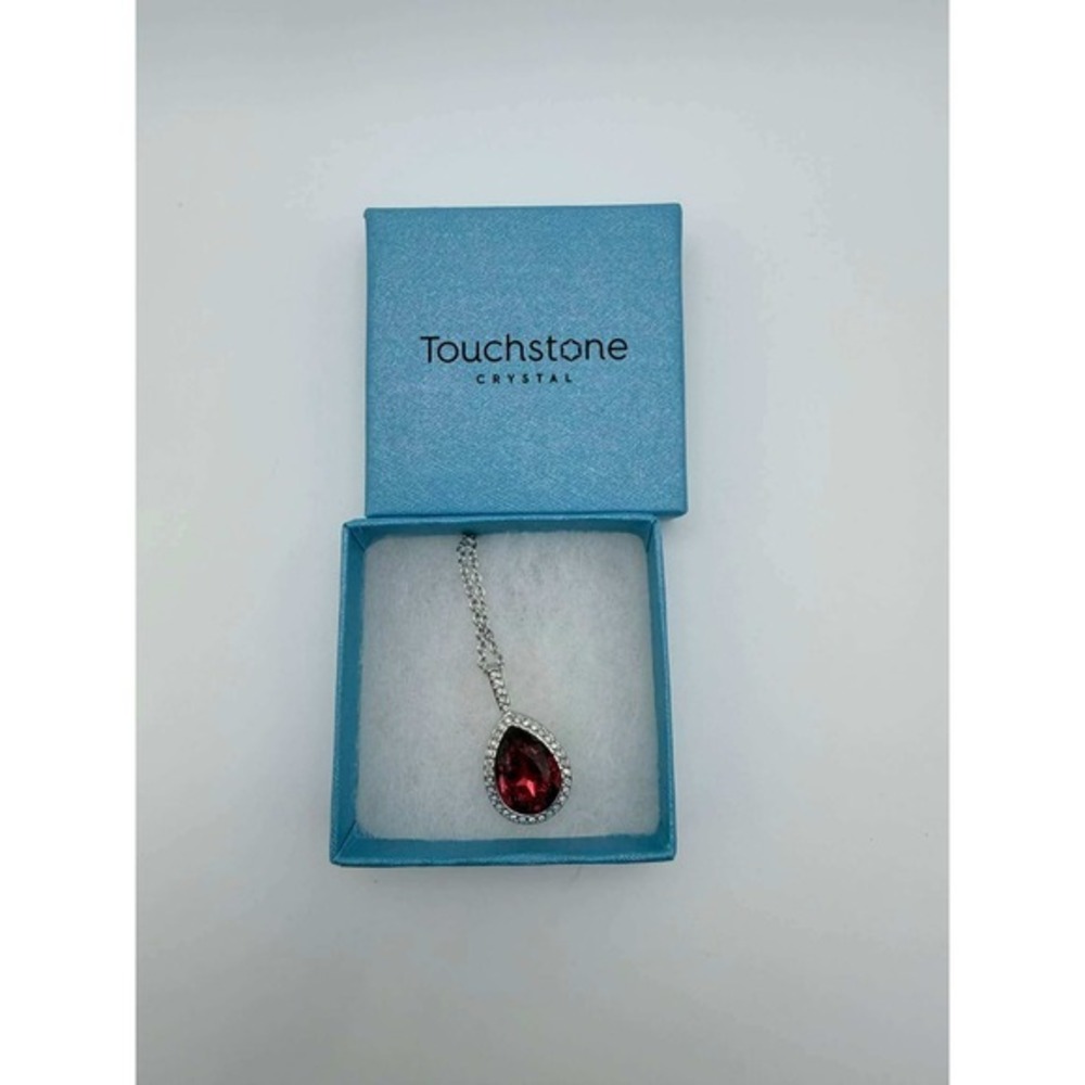 Touchstone Crystal by Swarovski Rhodium Red Scarlet Windsor Necklace - Picture 2 of 2